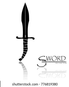 sword isolated on white background , Military sword  ancient weapon design silhouette, European straight swords., vector illustration, Daggers and Knifes Hand Drawn