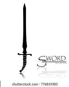 sword isolated on white background , Military sword  ancient weapon design silhouette, European straight swords., vector illustration, Daggers and Knifes Hand Drawn