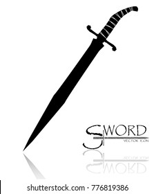 sword isolated on white background , Military sword  ancient weapon design silhouette, European straight swords., vector illustration, Daggers and Knifes Hand Drawn