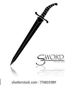 sword isolated on white background , Military sword  ancient weapon design silhouette, European straight swords., vector illustration, Daggers and Knifes Hand Drawn