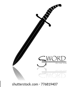 sword isolated on white background , Military sword  ancient weapon design silhouette, European straight swords., vector illustration, Daggers and Knifes Hand Drawn