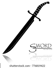 sword isolated on white background , Military sword  ancient weapon design silhouette, European straight swords., vector illustration, Daggers and Knifes Hand Drawn