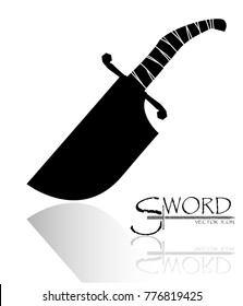sword isolated on white background , Military sword  ancient weapon design silhouette, European straight swords., vector illustration, Daggers and Knifes Hand Drawn