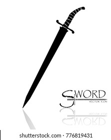 sword isolated on white background , Military sword  ancient weapon design silhouette, European straight swords., vector illustration, Daggers and Knifes Hand Drawn