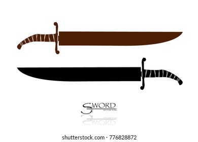 sword isolated on white background , Military sword  ancient weapon design silhouette, European straight swords., vector illustration, Daggers and Knifes Hand Drawn