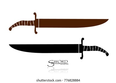 sword isolated on white background , Military sword  ancient weapon design silhouette, European straight swords., vector illustration, Daggers and Knifes Hand Drawn