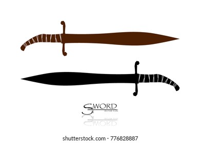 sword isolated on white background , Military sword  ancient weapon design silhouette, European straight swords., vector illustration, Daggers and Knifes Hand Drawn