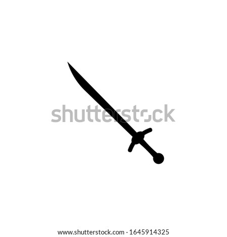Sword isolated on white background. Military sword ancient weapon design silhouette. Vector illustration, Simple Icon. Daggers and Knifes Hand Drawn. EPS 10 File Project