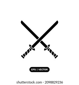 Sword katana icon vector illustration logo template for many purpose. Isolated on white background.