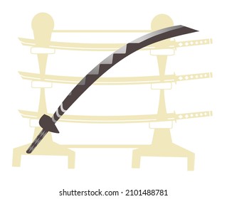 Sword of katana with sharp edge