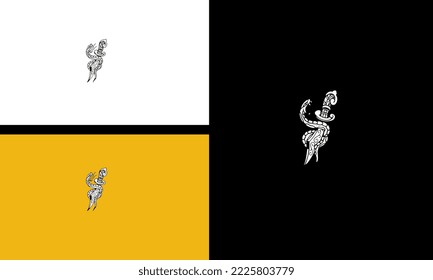 sword and king cobra vector outline design