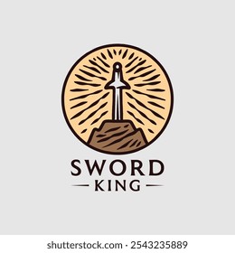 Diseño de Vector clásico antiguo creativo del logotipo de Sword King