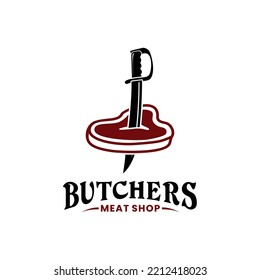 Schwertmesser-Blade-Stab-Fleisch für das Logo von Schlachthöfen oder das Logo von Butcher Shop