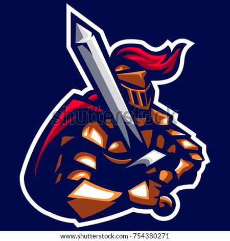 sword knight mascot logo of Ancient Kingdom in Emperor age