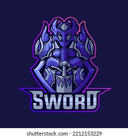 sword knight mascot logo gaming