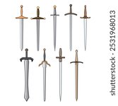 sword knight set cartoon. battle joust, shield quest, honor valor sword knight sign. isolated symbol vector illustration