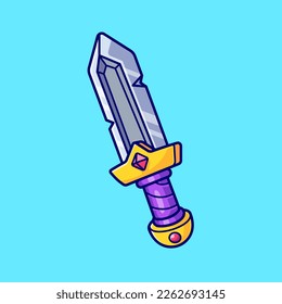 Sword Knight Weapon Cartoon Vector Icon Illustration. Weapon Object Icon Concept Isolated Premium Vector. Flat Cartoon Style