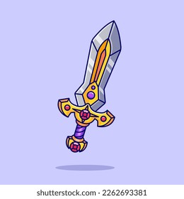 Ilustración del icono del vector de dibujos animados con armas de espadas Knight. Concepto de icono de objeto armónico Vector Premium aislado. Estilo de dibujo plano