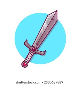 Sword Knight Weapon Cartoon Vector Icon Illustration. Weapon Object Icon Concept Isolated Premium Vector. Flat Cartoon Style