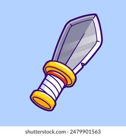 Sword Knight Weapon Cartoon Vector Icon Illustration. Weapon Object Icon Concept Isolated Premium Vector. Flat Cartoon Style