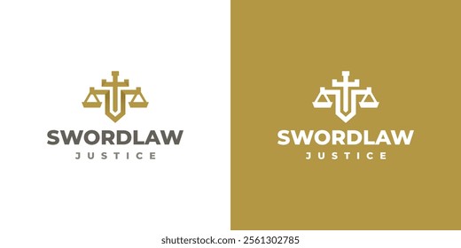 sword law and justice logo vector