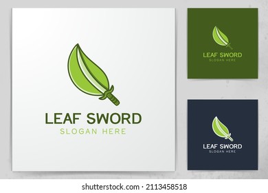 sword and leaf Logo Designs Inspiration, Vector Illustration