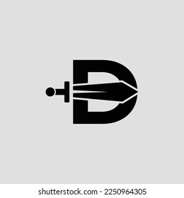 Design des Schwert-Buchstabens D Logo. Vektorsymbol für GrafikEmbleme auf weißem Hintergrund