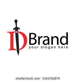 Sword Letter D Logo. Vector Illustration on white background