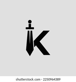 Diseño del logotipo de la letra de espada K. Ilustración gráfica de icono vector Ilustración sobre fondo blanco