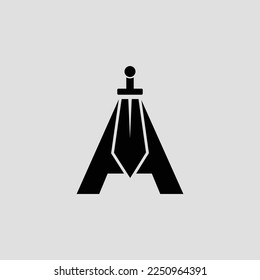 Diseño del logotipo de la letra de espada A. Ilustración gráfica de icono vector Ilustración sobre fondo blanco
