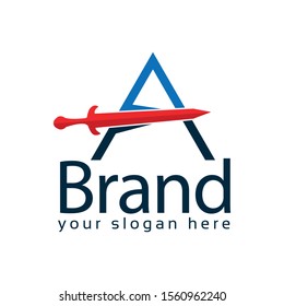 Sword Letter A Logo. Vector Illustration on white background