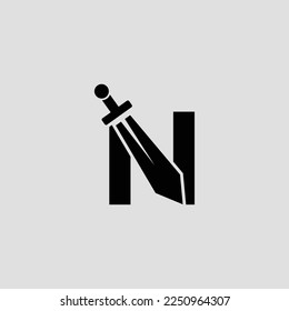 Sword Letter N Logo Design. Vector Icon Graphic Emblem Illustration on white background