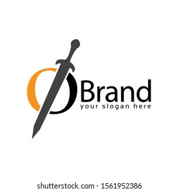 Sword Letter O Logo. Vector Illustration on white background
