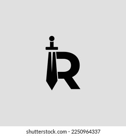 Sword Letter R Logo Design. Vector Icon Graphic Emblem Illustration on white background