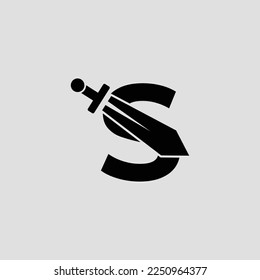 Logo-Design des Schwertbriefs S. Vektorsymbol für GrafikEmbleme auf weißem Hintergrund