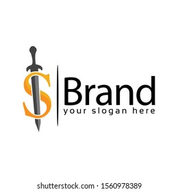 Sword Letter S Logo. Vector Illustration on white background