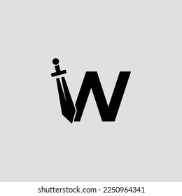 Diseño del logotipo de la letra de espada W. Ilustración gráfica de icono vector Ilustración sobre fondo blanco