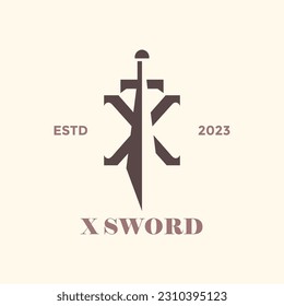 the sword and letter X combination logo is suitable for gaming, security and individual logos