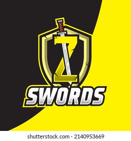 Sword with letter Z Esport logo illustration, Shield and swords badge sport logo design. Warrior emblem vector illustration.