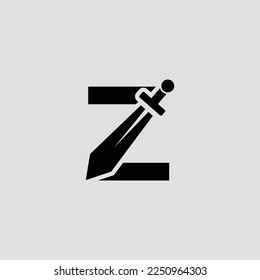 Sword Letter Z Logo Design. Vector Icon Graphic Emblem Illustration on white background