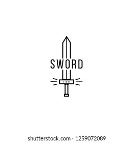 Sword light logo in line style. sword vector logo