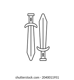 sword line flat icon logo