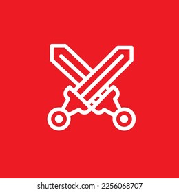 Icono de línea de espada, plantilla de recursos gráficos, ilustración vectorial.