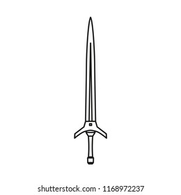 Sword line icon isolated on white background. Outline thin black weapon logo vector.