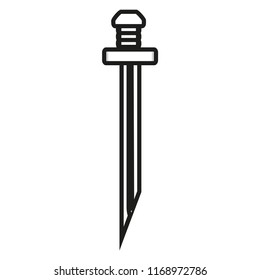 Sword line icon isolated on white background. Outline thin black weapon logo vector.