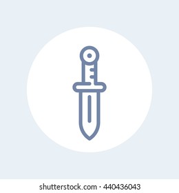 sword line icon, linear pictogram isolated on white, vector illustration