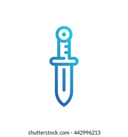 sword line icon, logo element on white, vector illustration