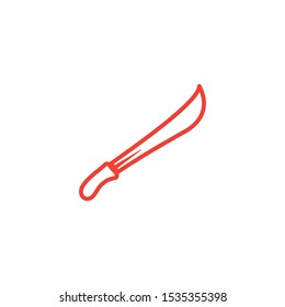 Sword Line Red Icon On White Background. Red Flat Style Vector Illustration.