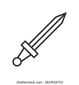 Schwert-Linie Stil Symbol Design, Ritter Blade mittelalterlichen Krieg antiken alten scharfen Kampf Vintage und Krieger-Thema Vektorgrafik