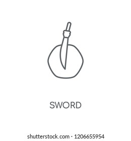Sword linear icon. Sword concept stroke symbol design. Thin graphic elements vector illustration, outline pattern on a white background, eps 10.